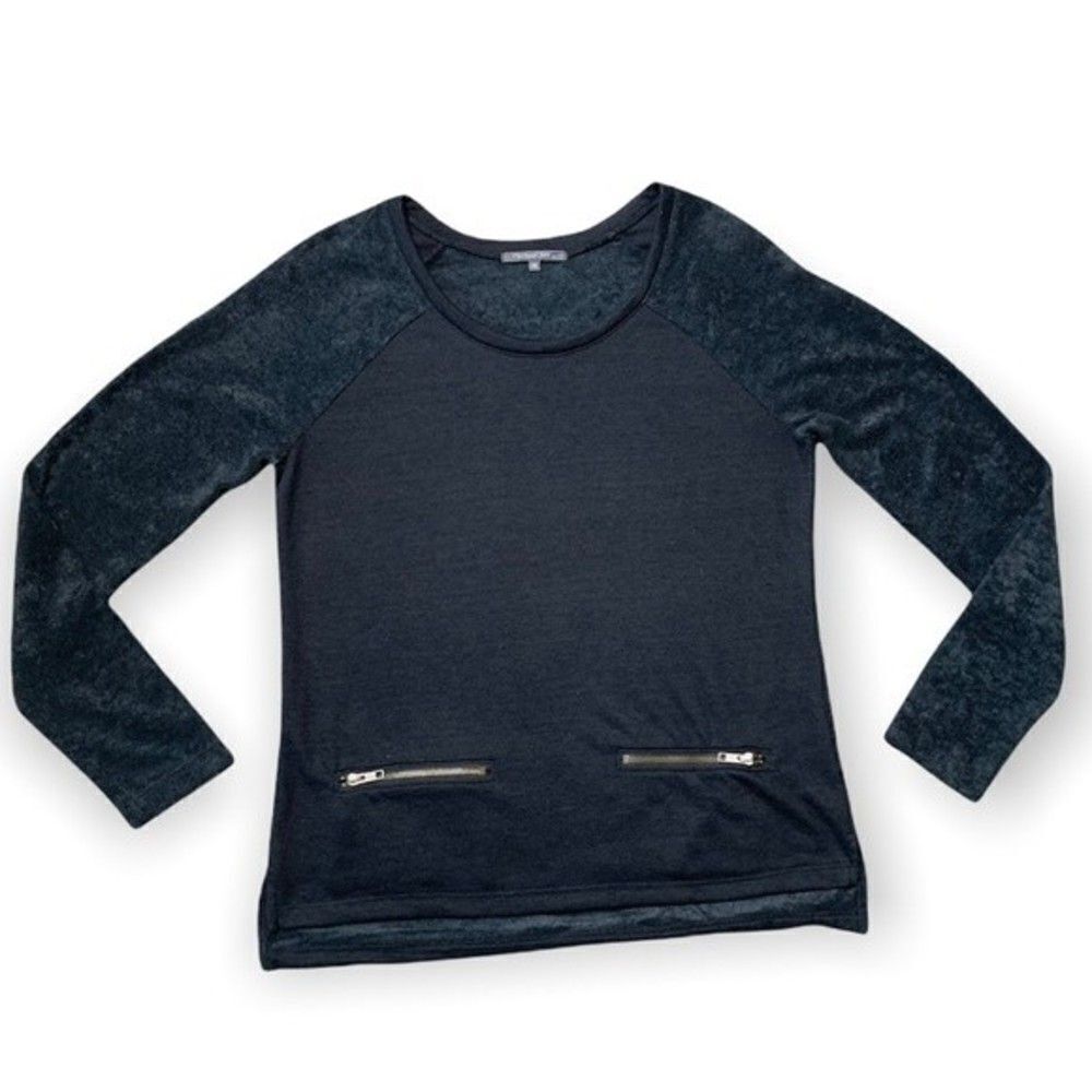 Michael Stars Top Women’s Size Small Crewneck Raglan Sleeve Black Cozy Knit